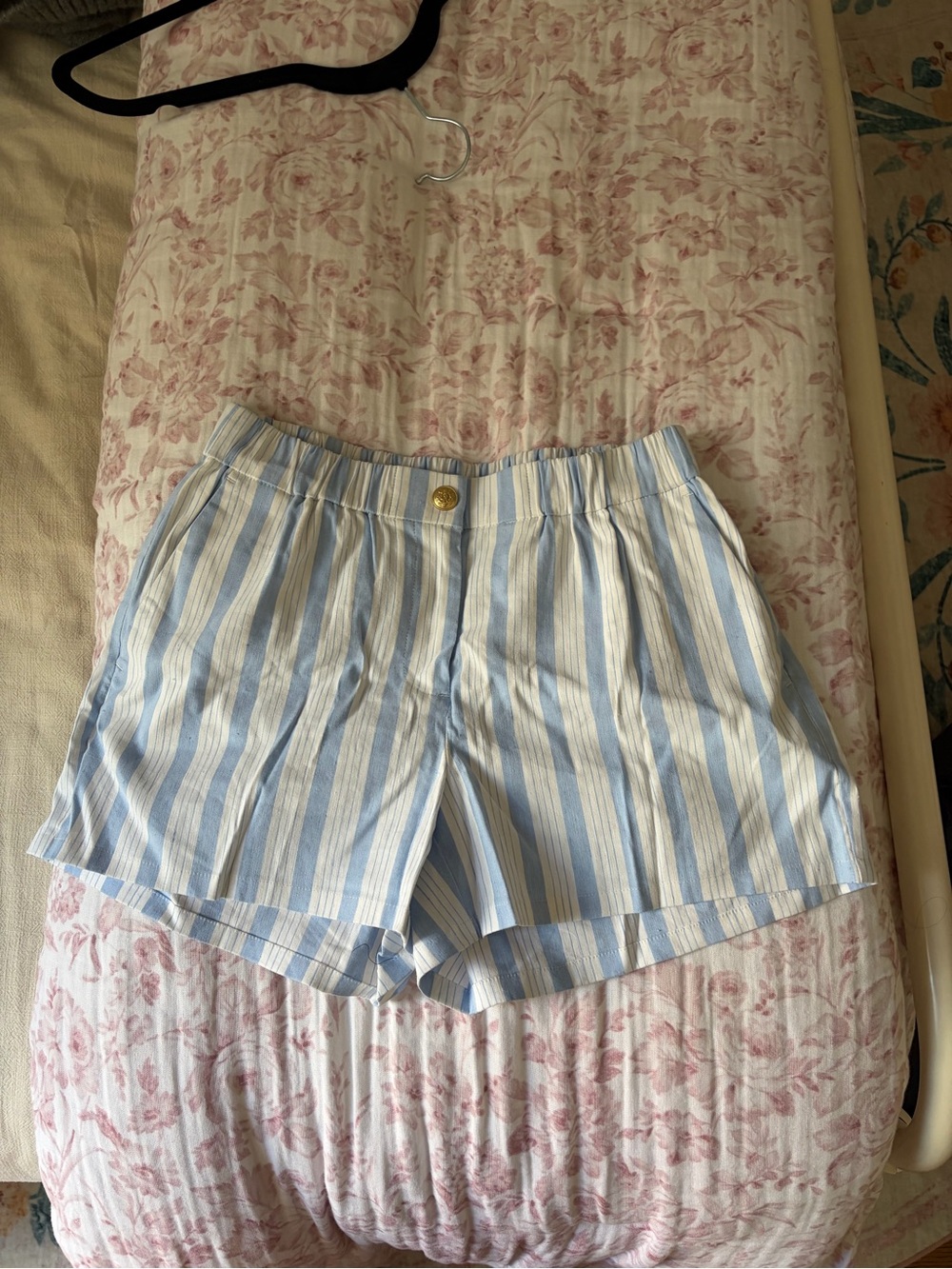 J. Crew Light Blue and White Striped Women's Shorts